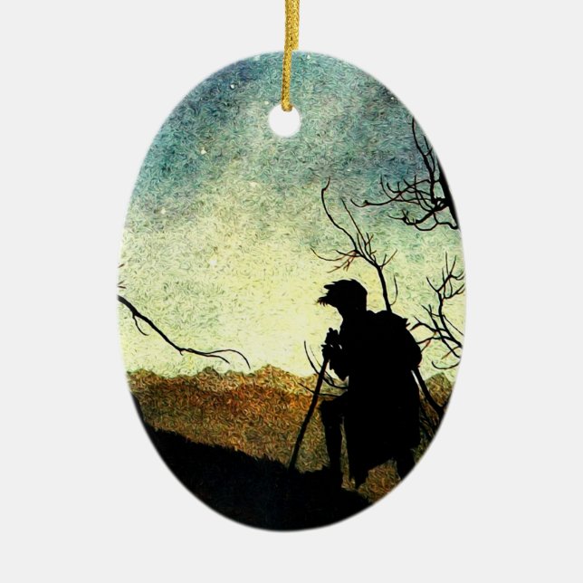 Arthur Rackham Illustration Comus Starry Night  Ceramic Tree Decoration (Front)