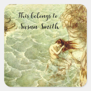 Arthur Rackham Illustration Nymph on a Rock Square Sticker