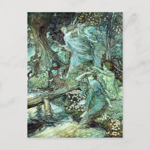 Arthur Rackham's Faeries, blue Postcard