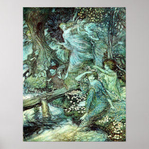Arthur Rackham's Faeries, blue Poster