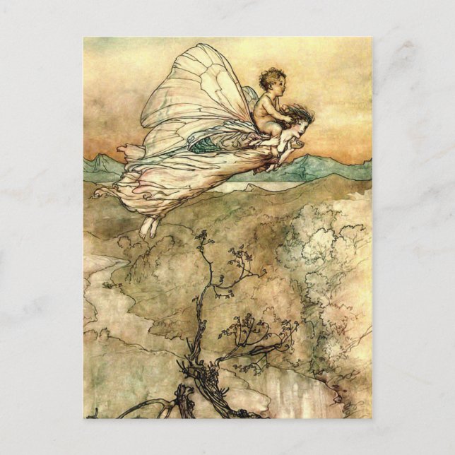 Arthur Rackham's Faeries in flight Postcard (Front)