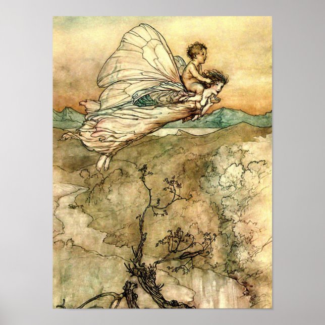 Arthur Rackham's Faeries in flight Poster (Front)