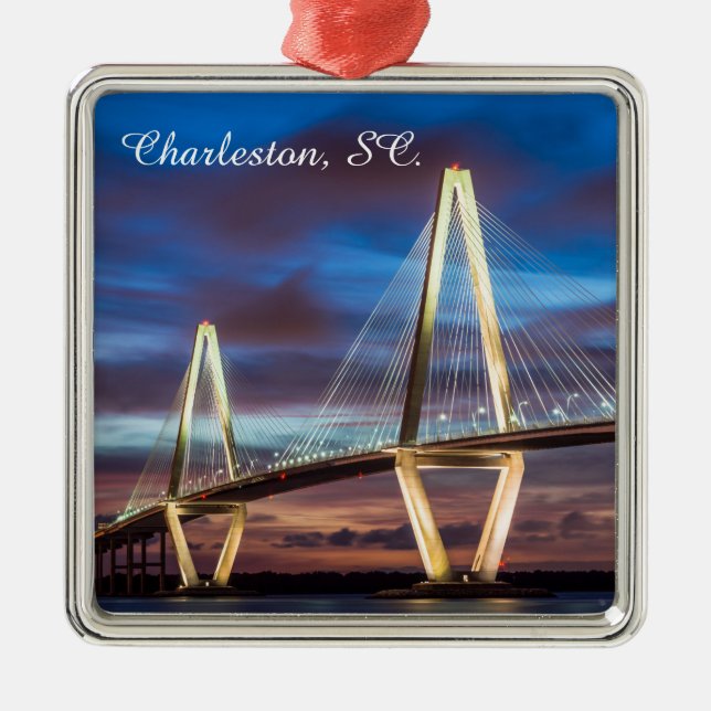 Arthur Ravenal Bridge at Night Metal Tree Decoration (Front)