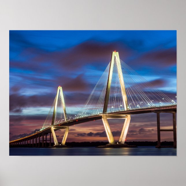 Arthur Ravenal Bridge at Night Poster (Front)