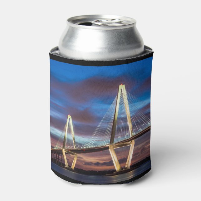 Arthur Ravenel Bridge at Night Can Cooler (Can Front)