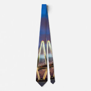 Arthur Ravenel Bridge At Night Neck Tie