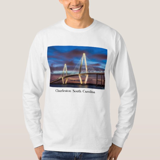 Arthur Ravenel Bridge At Night T-Shirt (Front)