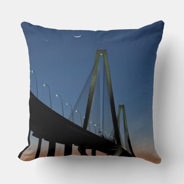 Arthur Ravenel Jr. Bridge at Dusk Cushion (Front)