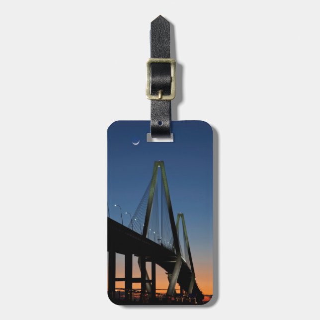 Arthur Ravenel Jr. Bridge at Dusk Luggage Tag (Front Vertical)