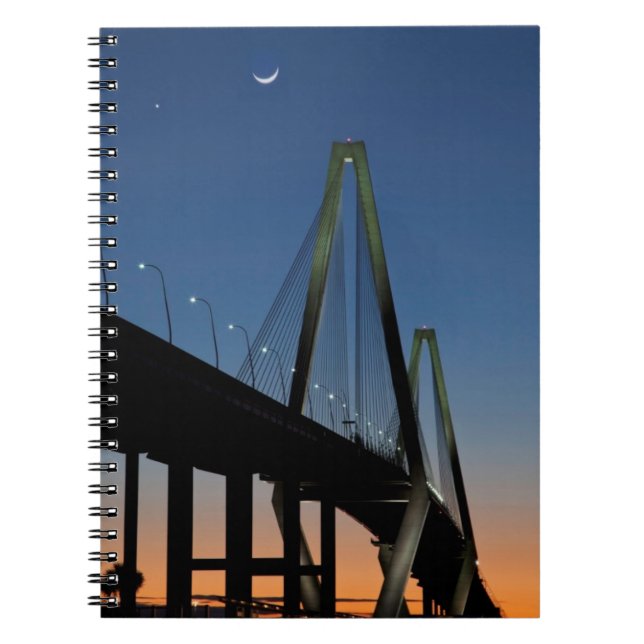 Arthur Ravenel Jr. Bridge at Dusk Spiral Notebook (Front)