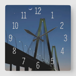 Arthur Ravenel Jr. Bridge at Dusk Square Wall Clock