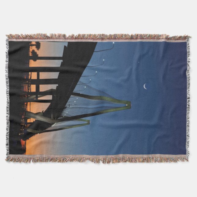 Arthur Ravenel Jr. Bridge at Dusk Throw Blanket (Front)