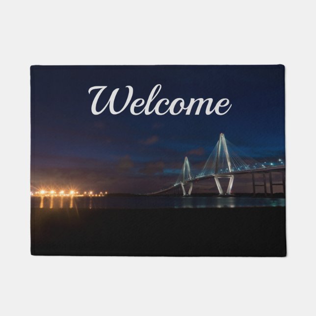 Arthur Ravenel Night Pano Welcome Doormat (Front)