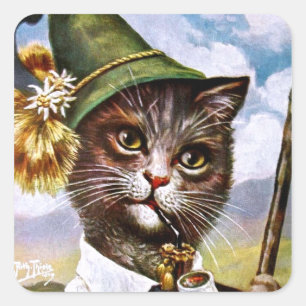 Arthur Thiele - Bavarian Alps Cat Square Sticker