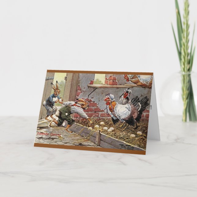 Arthur Thiele Easter Card - Bunnies Steal Eggs! (Front)