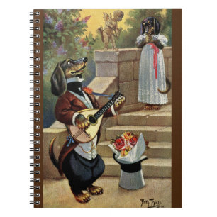 Arthur Thiele Romantic Dachshunds Spiral Notebook