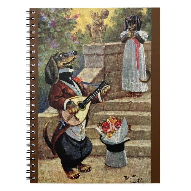 Arthur Thiele Romantic Dachshunds Spiral Notebook (Front)