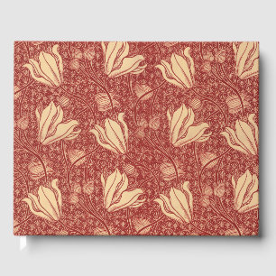 Arthur Wilcock The Lily Vintage Floral Red Pattern Guest Book