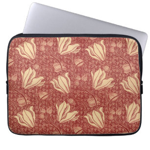 Arthur Wilcock The Lily Vintage Floral Red Pattern Laptop Sleeve