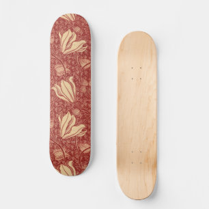 Arthur Wilcock The Lily Vintage Floral Red Pattern Skateboard