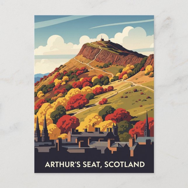 Arthur's Seat Edinburgh Scotland Vintage Travel Postcard (Front)