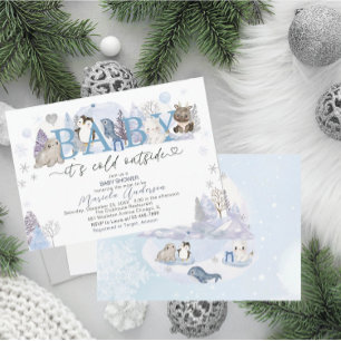 Artic Baby its Cold Outside Winter Baby shower  Invitation