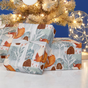 Artic Fox Winter Scene Wrapping Paper