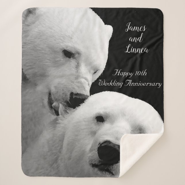 Artic Polar Bear Couple Love Tenderness Passion  Sherpa Blanket (Front)