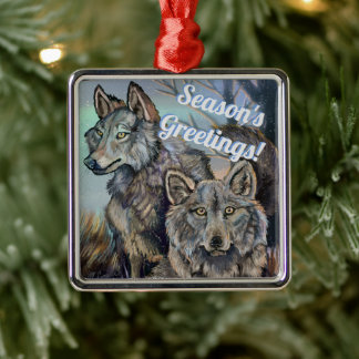 Artic Wolves Wintery Metal Tree Decoration