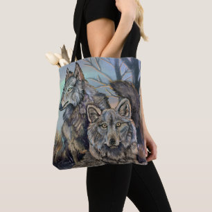 Artic Wolves Wintery Tote Bag