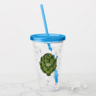 Artichoke cartoon illustration  acrylic tumbler