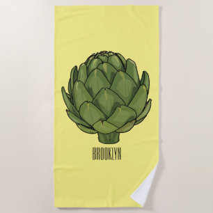 Artichoke cartoon illustration  beach towel