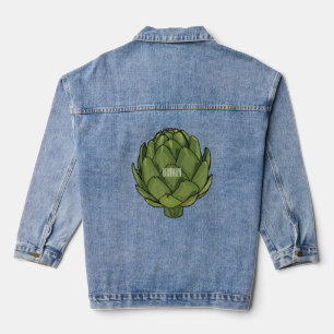 Artichoke cartoon illustration denim jacket