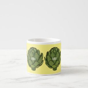 Artichoke cartoon illustration espresso cup