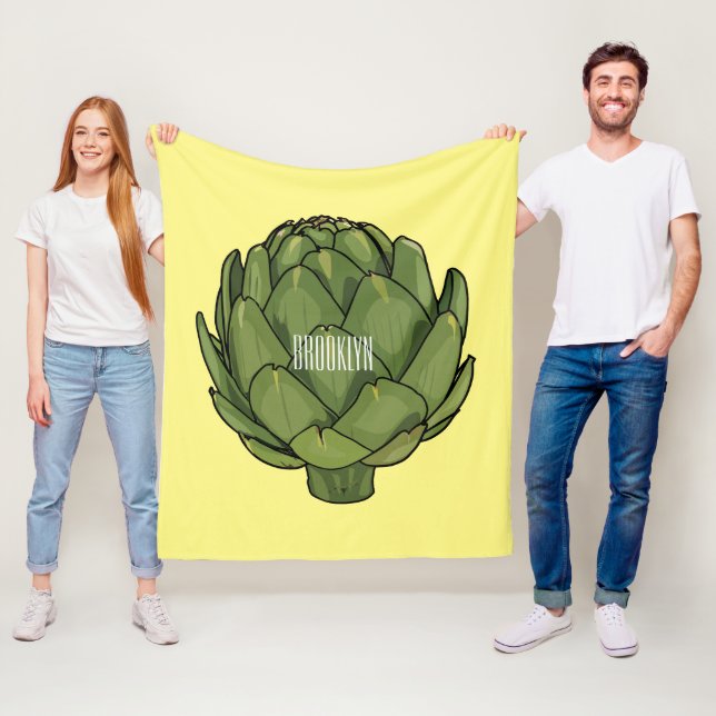 Artichoke cartoon illustration  fleece blanket (In Situ)