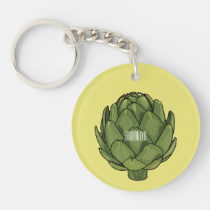 Artichoke cartoon illustration key ring