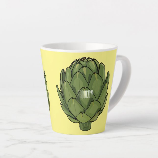 Artichoke cartoon illustration  latte mug (Right Angle)