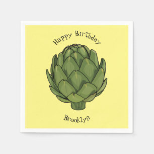 Artichoke cartoon illustration napkin