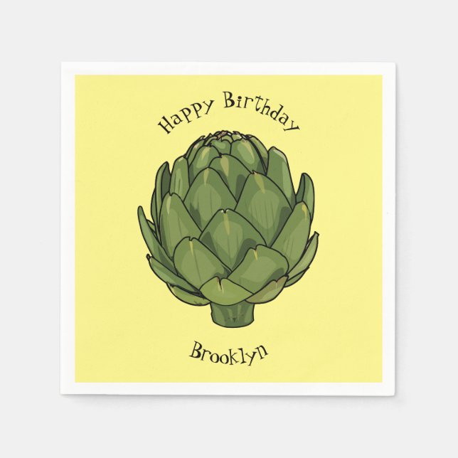 Artichoke cartoon illustration napkin (Front)