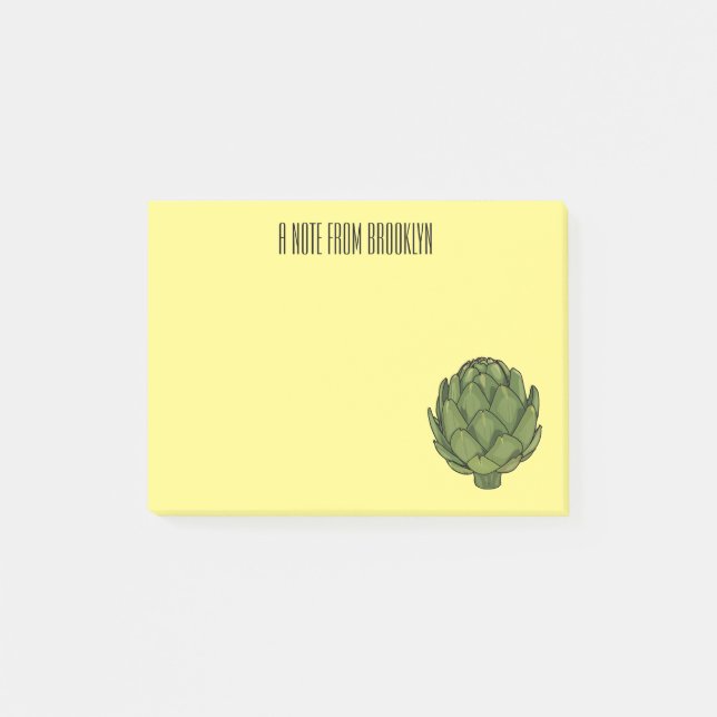 Artichoke cartoon illustration  post-it notes (Front)