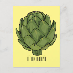 Artichoke cartoon illustration  postcard