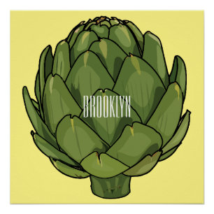 Artichoke cartoon illustration poster