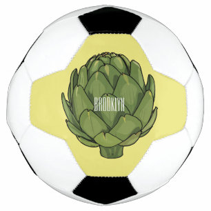 Artichoke cartoon illustration  soccer ball