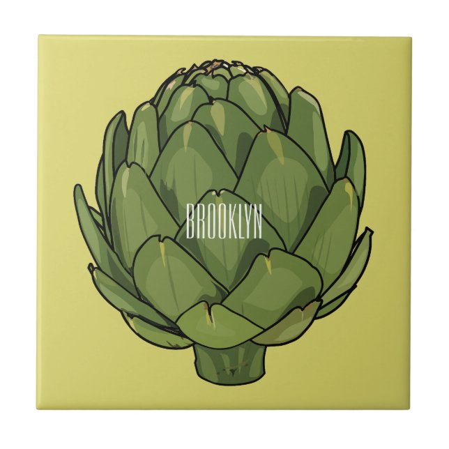 Artichoke cartoon illustration  tile (Front)