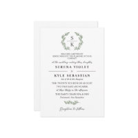 Artichoke Green Laurel Wreath Monogram Wedding