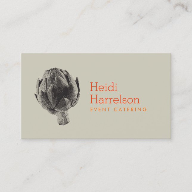 Artichoke Screen Print Catering Logo Black/Tan Business Card (Front)