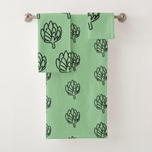 Artichoke vegetable globe artichokes edible flower bath towel set