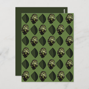Artichoke Vegetable Plant Botanical Pattern Postcard
