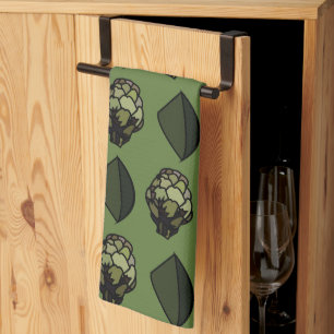 Artichoke Vegetable Plant Botanical Pattern Tea Towel