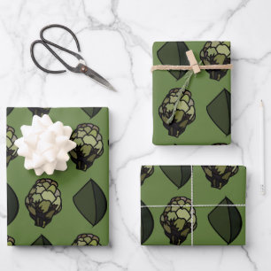 Artichoke Vegetable Plant Botanical Pattern Wrapping Paper Sheet